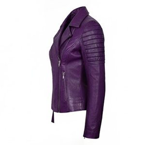Nuevas Chaquetas de Mujer Color Morado con Logotipo Personalizado RTS, Chaqueta Vintage de Invierno, Chaqueta Clásica de Cuero Genuino, Chaquetas Bomber Highstreet - Product Image 3