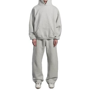 Streetwear Homme Polyester/Coton Léger Gris Polaire Surdimensionné Baggy Jogging Jambe Large Pantalon de Survêtement Empilé Taille Élastique Haute - Product Image 6