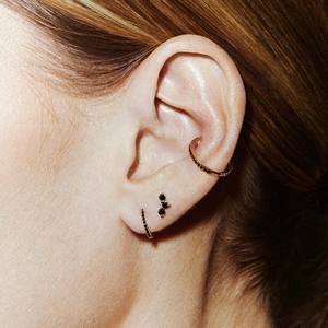 Piercing de Oro Sólido de 14K con Moissanita Negra y Diamante Cultivado en Laboratorio, Roscado Internamente, para Labret, Hélice, Tragus, Concha - Proveedor Mayorista - Product Image 4