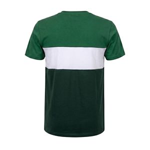T-shirt streetwear vert foncé à blocs de couleur contrastés, coupe ample en coton épais, épaules tombantes, pour homme, décontracté, été - Product Image 2