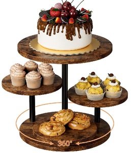 Cupcake Stand 4 <b>Tier</b> for 50 Cupcakes Wooden <b>Cake</b> Stand 360 Rotatable Dessert Stands Round Cookie Tiered Tray Stand for Party - Product Image 4