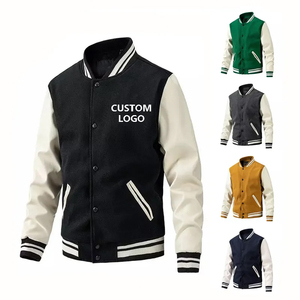 Veste universitaire pour homme verte et crème avec logo brodé et numéros 2, coupe classique, tenue décontractée pour l'automne - Product Image 6