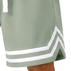 Shorts de basket-ball pour hommes vert sauge et blanc, logo personnalisé, entraînement athlétique, sport, maille respirante, séchage rapide, performance - Product Image 4