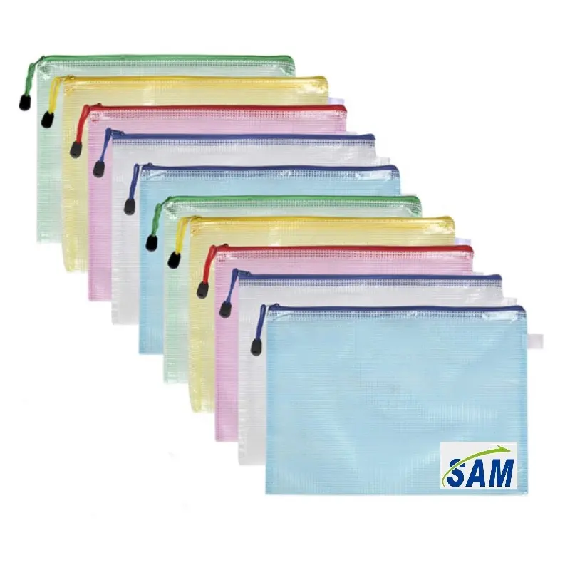 A4 प्लास्टिक ज़िप जेब फ़ोल्डर जाल ज़िप थैली दस्तावेज़ बैग जिपर फ़ाइल बैग मनीला फ़ाइल फ़ोल्डर