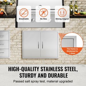 Sportello a doppia parete verticale in acciaio inox da 31W x 24H pollici, a filo muro, per cucina esterna, accessori per armadietti BBQ - Product Image 3