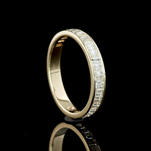 Bague de mariage éternelle à sertissage en canal avec diamant de laboratoire taille émeraude, plaqué rhodium, cadeau de fiançailles, or 10K 14K 18K, argent 925 935 - Product Image 3