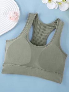 Ladies Anti-Chafe Workout Crop Top | Wide Strap Compression Racer Back <b>Bra</b> Front | High Support Eco-Friendly Lightweight Padded - Product Image 4