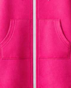 Sudadera con capucha larga con cremallera, color rosa, para mujer, abrigo de invierno con forro polar, sudadera informal extragrande con bolsillos, OEM personalizado - Product Image 6