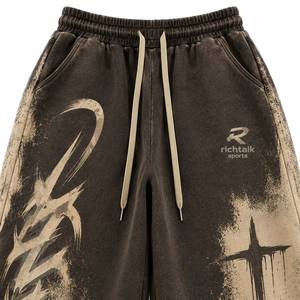 <b>Men's</b> Straight Mid Harem Pants Acid Wash Drawstring Elastic Heavyweight Cotton Blend Quick Dry Breathable <b>Winter</b> Casual <b>Trousers</b> - Product Image 4