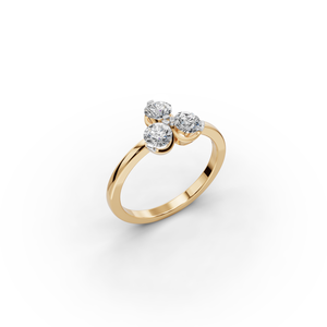 แหวนเพชรแล็บโกรว์ 3 เม็ด ทองคำแท้ 14K สำหรับผู้หญิง รับรองโดย IGI ชุบโรเดียม คุณภาพการเจียระไนเยี่ยม ความใส VVS VS เครื่องประดับชั้นดี - Product Image 4