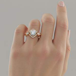 Anillo de Compromiso con Diamante Cultivado en Laboratorio Stonewels, Oro de 14K, Engaste de Garras, Estilo Art Deco, Halo Geométrico, Estilo Vintage, Certificado OEM ODM - Product Image 6