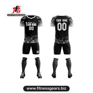 Ensemble de maillots de football personnalisés à manches courtes pour hommes, col en V, impression sublimée, évacuation de l'humidité, coupe athlétique - Product Image 3