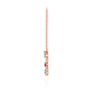 Pendentif en or rose avec diamant et rubis taille princesse, diamants naturels, bijou minimaliste pour femme, à porter au quotidien - Product Image 1