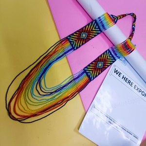 สร้อยคอประดับมุกเทียมทำมือ ลายดอกไม้และเรขาคณิต สีฟ้าเขียว สไตล์ชาติพันธุ์ เหมาะสำหรับเป็นของขวัญสำหรับผู้หญิง - Product Image 5