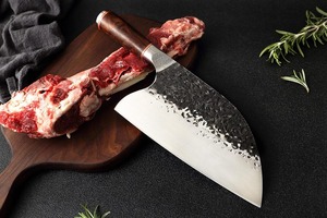 Custom Handmade Forged Carbon Steel Cleaver <b>Knife</b> Wood Handle Leather Sheath 8in 3.0mm Thick Blade Extra <b>Sharp</b> Modern - Product Image 4