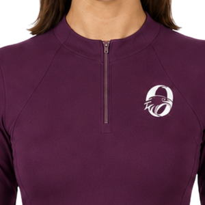 Chemise de base pour l'équitation pour femme, manches longues, col zippé, extensible, respirante, haute performance, pour l'entraînement équestre - Product Image 3