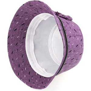 Chapeau Bob Moderne Violet Texturé en Polyester/Coton avec Double Fleur et Strass – Tendance Décontractée Streetwear Printemps Automne Femme - Product Image 3