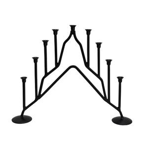 Candelabro Menorah de Estructura Curva con Brazos Extendidos, Metal Negro, Centro de Mesa Decorativo, Ideal para Decoración del Hogar y Eventos - Product Image 4