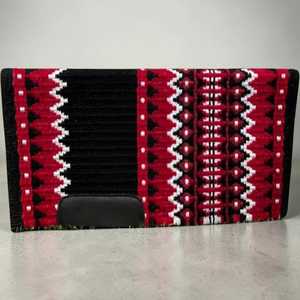 Tapis de selle de cheval western haut de gamme avec motif géométrique traditionnel d'inspiration aztèque, noir, bordeaux, beige et or tissé - Product Image 1