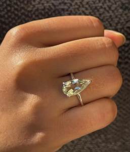 Belle bague en prasiolite verte en argent sterling 925 faite à la main bijoux en pierres précieuses Art déco pour femmes - Product Image 2