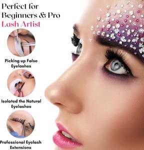 Pinzas de Acero Inoxidable para Extensión de Pestañas, Etiqueta Personalizada, Herramientas de Belleza al por Mayor con Puntas de Volumen y Fibra en Venta - Product Image 6