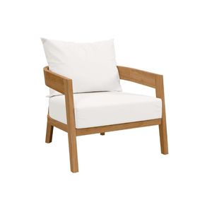 Fauteuil d'extérieur moderne en teck massif Virae avec coussin et pieds coniques pour villa et salle à manger d'hôtel sur sol dur - Product Image 4