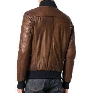 เสื้อแจ็คเก็ตผู้ชาย หนังแท้คุณภาพสูง ออกแบบเองได้ สีน้ำตาล แจ็คเก็ตหนังแฟชั่น - Product Image 5