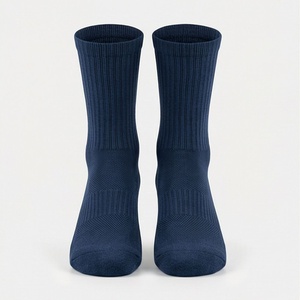 Crew <b>Socks</b> Solid Navy Blue 100% Cotton Breathable Knitted for Daily Wear Adult Regular Fit Autumn Season - Product Image 1