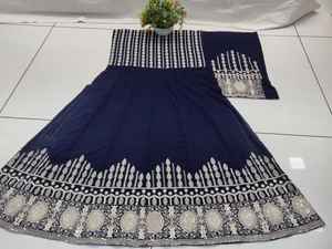 Elegant Timeless Semi-Stitched Heavy Georgette Gharara Gorgeous Embroidered Dupatta Multi-Thread Work Sequin <b>Detailing</b> Indian - Product Image 5