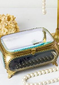 Boîtes de rangement en verre biseauté faites à la main et personnalisées avec cadre en laiton pour organiser les bijoux, boîtes en métal et en verre - Product Image 2
