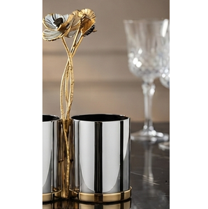 Porte-couverts de luxe en métal doré et argenté, organisateur d'ustensiles à 2 compartiments, rangement de vaisselle pour la cuisine - Product Image 4