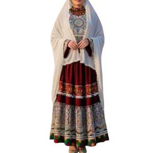 ชุดเดรสแบบดั้งเดิมของชาวอัฟกันคูชี คุณภาพดีที่สุด ขายส่ง ชุดเดรสแบบบันจารา ตกแต่งด้วยงานปักลูกไม้ ผ้าสั่งทำพิเศษ กระดุมแบบติดแน่น - Product Image 1