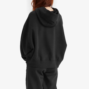 Custom Made Fashion <b>Women</b> Loose Fit Black Fleece Breathable <b>Hoodie</b> with Drawstrings and Ribbed Hem Winter Workout Hoodies - Product Image 4