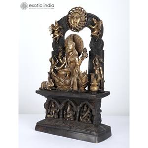 Diosa de 18 pulgadas Lakshmi sentada en Lotus Singhasan, escultura de latón, estatua intrincada tallada - Product Image 4