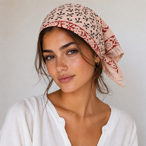 Craftjaipur Luxury Cotton <b>Square</b> <b>Scarf</b> Hand Block Print Floral Durable Breathable Skin-Friendly Casual Spring Summer Bandana - Product Image 1