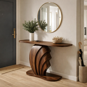 Modern Wood <b>Console</b> Desk Living Room <b>Table</b> Warm Wood Furniture Home Decor Housewarming Gifts Natural Wooden <b>Entry</b> Way <b>Table</b> - Product Image 1