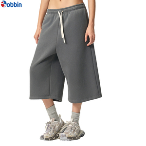 Pantalones Deportivos Cómodos para Hombre, Estilo Urbano, Color Gris, 350 g/m², Felpa Francesa, Cintura Elástica, 3/4 de Longitud, Pierna Ancha, Estilo Holgado - Product Image 6