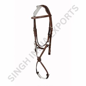 บังเหียนม้าหนังแท้แบบยกสูงพร้อมแผ่นรองนุ่ม ตกแต่งด้วยการเย็บแบบแฟนซี สำหรับขี่ม้าแบบจั๊มพ์โชว์ บังเหียนสำหรับขี่ม้าแบบอังกฤษ คุณภาพพรีเมียม - Product Image 2