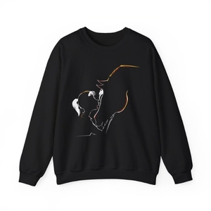เสื้อสเวตเชิ้ตคอกลมสีดำสำหรับผู้หญิง พิมพ์ลายม้าวิ่ง แขนยาว เหมาะสำหรับใส่ในฤดูใบไม้ร่วง ผลิตจากผ้าฝ้ายถัก 100% ระบายอากาศได้ดี - Product Image 2