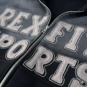 Sweat à capuche zippé Rexfit Sports, imprimé DTG personnalisé, effet délavé, en molleton épais, style streetwear, fermeture éclair intégrale, OEM - Product Image 3
