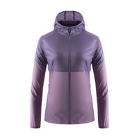 Veste coupe-vent légère pour homme, style sweat à capuche, avec fermeture éclair et design patchwork, pour activités de plein air