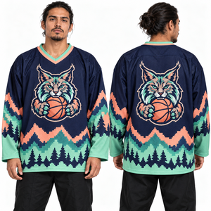 เสื้อฮอกกี้น้ำแข็งสโมสร 100% โพลีเอสเตอร์ ตราสัญลักษณ์สั่งทำได้ โรงงานผลิตโดยตรง ชุดทีม พิมพ์หมายเลข แผงไหล่ เย็บตะเข็บเสริมความแข็งแรง - Product Image 2