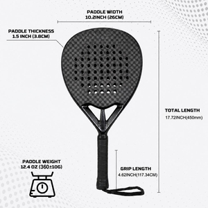Raqueta de Pádel AIR BUZZ de Alta Calidad, 12K Fibra de Carbono, Núcleo de Espuma Elite, Acabado de Papel de Lija, Cabeza en Forma de Diamante, 45CM, 350-370g - Product Image 2