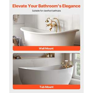 Robinet de baignoire à pieds en or brossé vintage, kit de douche, robinet de baignoire mural, douchette à main, 360 D0100X3KHVX - Product Image 2