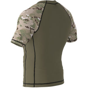 Camiseta de Compresión RYBIC SPORTS Unisex, Ajustada, Verde Oliva, para MMA, con Mangas de Camuflaje, Absorbe la Humedad, de Poliéster, para Artes Marciales - Product Image 3