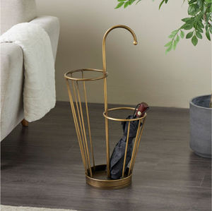 Metal Umbrella Stand With Gold Finish Suitable For Homes Offices Hotels And Commercial Spaces Umbrella Stand In Gold - Product Image 2