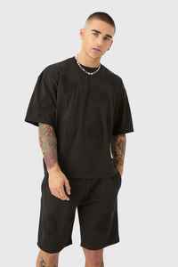 Conjunto de Camiseta y Pantalones Cortos para Hombre, Negros, de Poliéster Transpirable, con Estampado Digital, Cuello Redondo, Camuflaje, Estilo Casual de Verano, Tejido de Punto X - Product Image 5