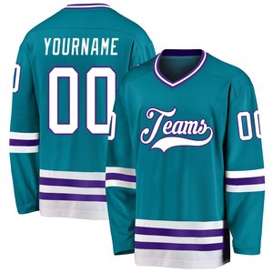 Best Manufacturer Supplier's Custom Sublimated Teal and Purple Ice Hockey Jersey 100% Polyester Cotton Personalized Durable - Product Image 1