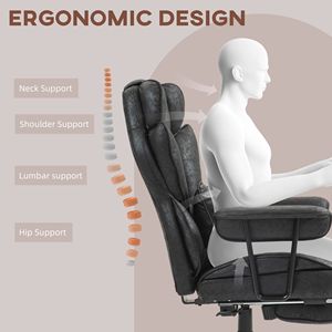 Sedia da Ufficio Direzionale Grande e Alta con Poggiapiedi, Capacità 175 kg, Supporto Lombare, Funzione Reclinabile, Nera, Certificata BIFMA, Girevole in PU - Product Image 5