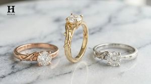 Anillo Solitario Único con Forma de Tiburón, Diamante Cultivado en Laboratorio de Corte Redondo, Oro de 14K, Anillo de Compromiso con Temática Oceánica - Product Image 4